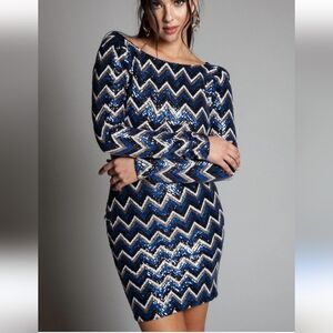 L'atiste sequin bodycon midi dress with long sleeves for night out